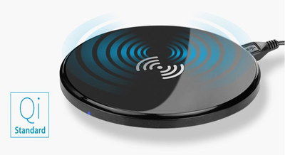Inductive Wireless Qi Charging Pad For Mobiles With Blue Logo