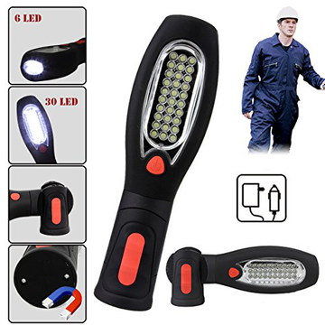 LED Work Light Torch In Black And Red Rubber